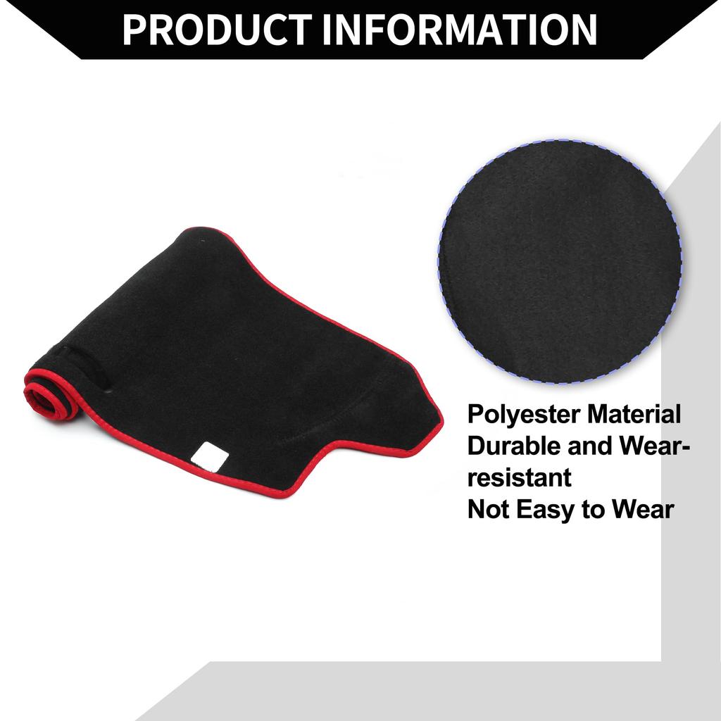 Hihaha Dashboard Mat for Honda Polyester Dash Cover with Sun and Scratch Protection Drive Only Custom Interior Parts Black with Red N-BOX JF3/JF4