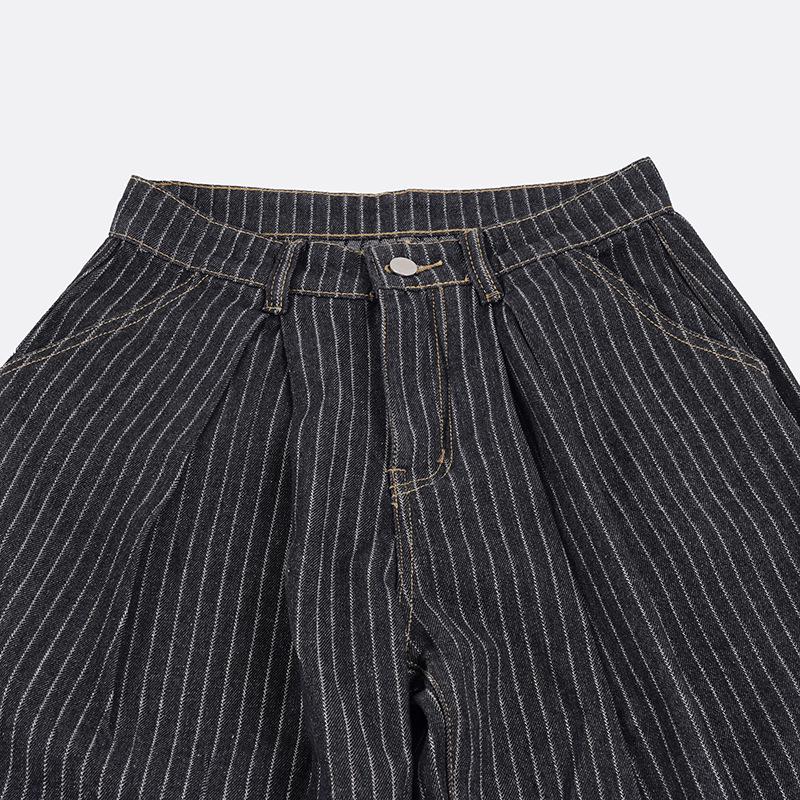 Herbst Retro Gestreifte Weite Jeans - Street Style Lockerer Schnitt