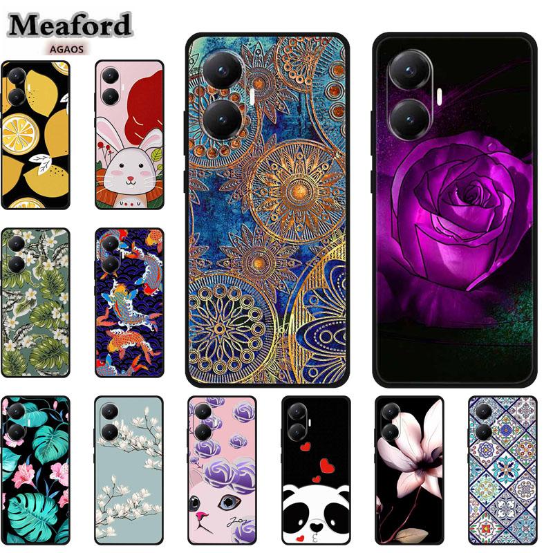 3D Cover For Redmi Turbo 4 Pro 5G Black Bumper Shell Flower Emboss Case Xiaomi POCO F7 Cartoon Flowers Anime Funda Phone Covers