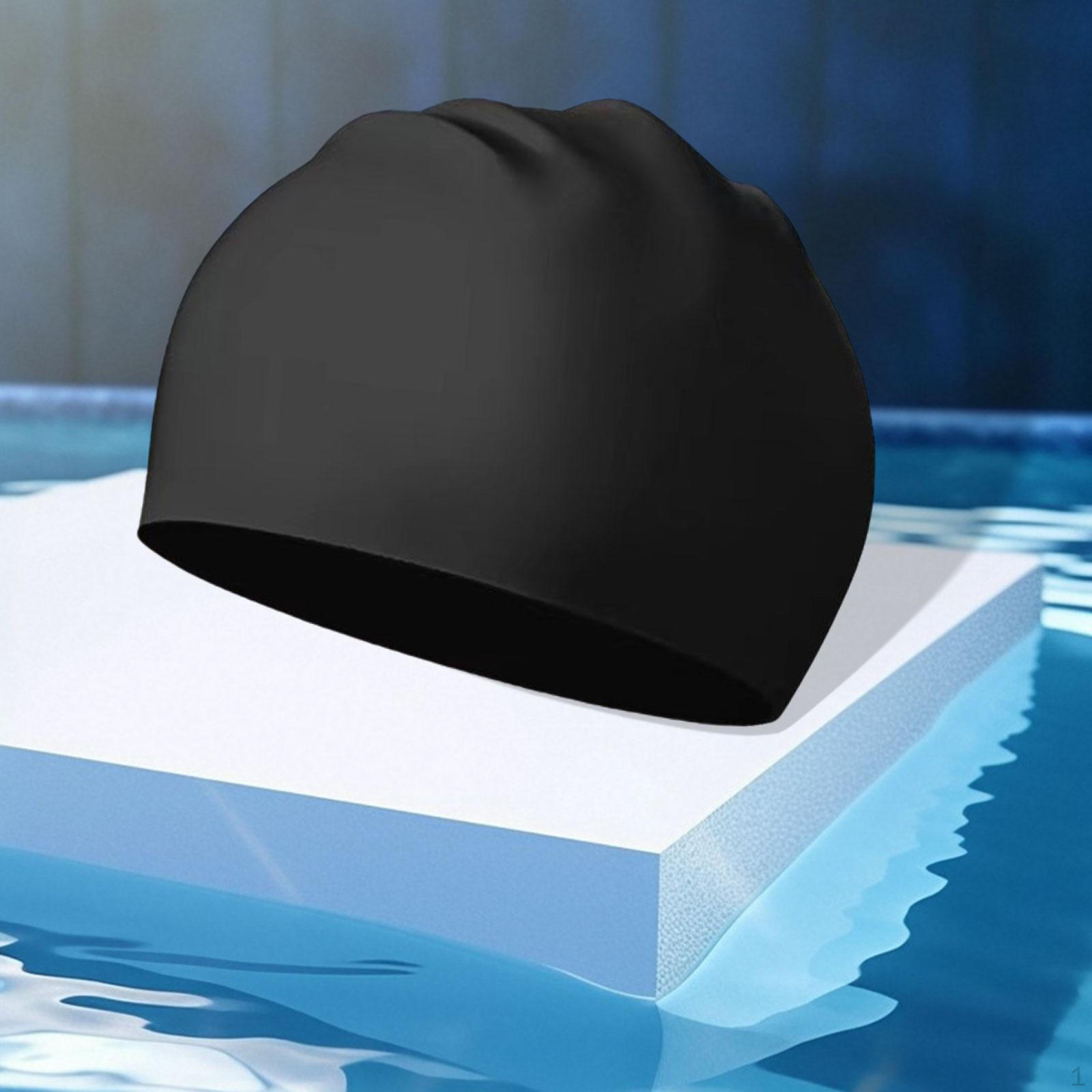 

Силиконовая шапочка для плавания Шапочка для купания Душ для длинных и коротких волос Мужчины Женщины Пляж чёрный