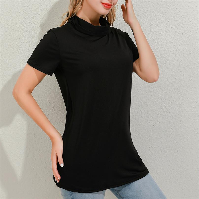Summer European and American Fashion Casual Multifunctional Dust-proof Sunscreen High-neck Short-sleeved Women's T-shirt