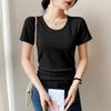 2026 Summer Women's Ribbed Slim Fit Short Sleeve T-shirt - Versatile & Stylish Plus Size Top