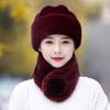 Mink Leather Hat Female Winter Middle-aged and Elderly Mother Model Ear Protection Warm Imitation Fur Whole Leather Mink Velvet Scarf Hat
