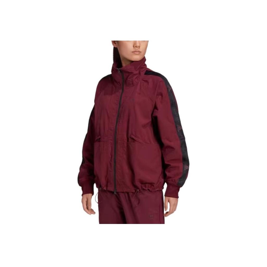Adidas Fzwovtt Stand Collar Casual Sports Long Sleeve Jacket Women Jacket Burgundy GT5539