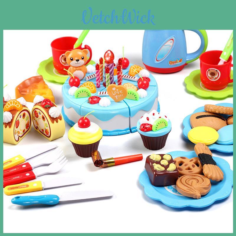 Delightful Pretend Role Play Kitchen Toy Happy Birthday Cake Set For Kids Imagination