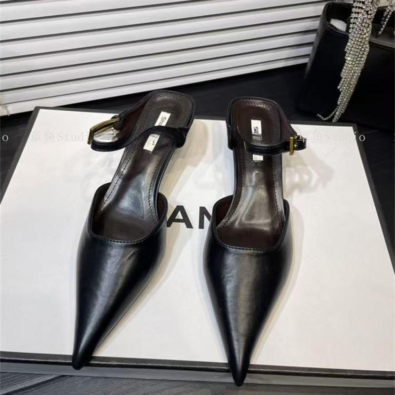 

Мода 2025 Модный бренд Обувь Женские тапочки Остроносые Тонкий низкий каблук Туфли-лодочки для вечеринки Нарядная обувь Элегантные лодочки Неглубокие Mujer 35 чёрный