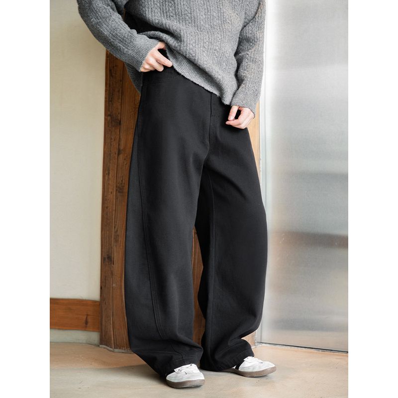 Wassup Trendy American-Style Patchwork Straight-Leg Sports Casual Pants for Men, Street-Style Loose Versatile Wide-Leg Floor-Length Trousers
