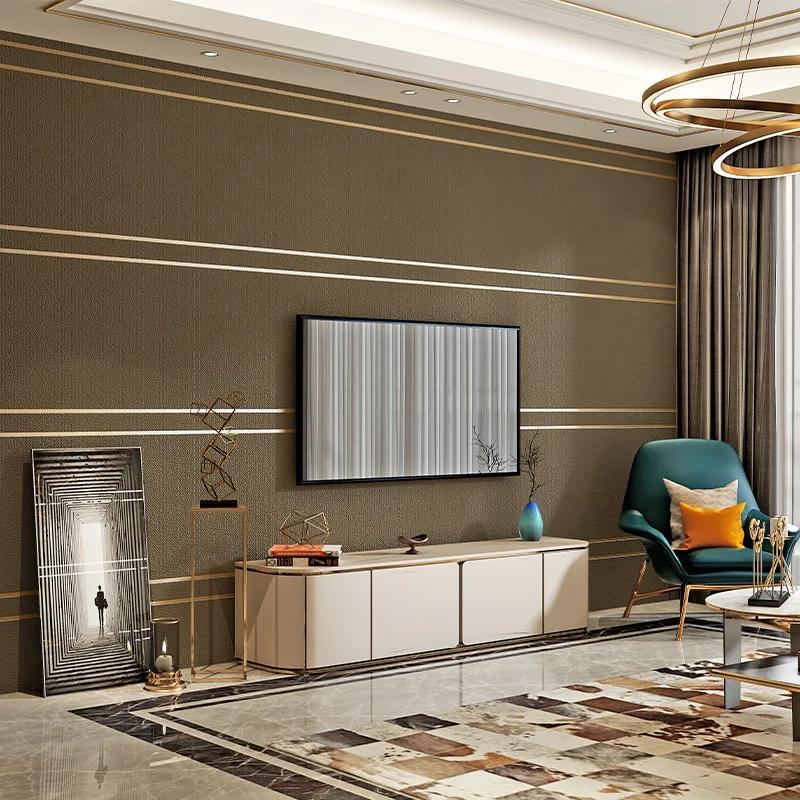 3D Wandverkleidung Modern Einfaches Gestreiftes Muster Wohnzimmer TV-Hintergrund Heimdekoration Hirschleder-Textur Nicht Selbstklebend Wandaufkleber