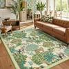Green Living Room Carpets Nordic Style Jungle Animal Plant Print Bedroom Rug Vintage Machine Washable Non-Slip Coffee Table Mats