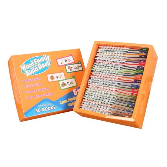 

30Pcs Word Family Build Book Kids Preschool Learning Activity Sights Words Flash Cards Kindergarten Read Rhyme Phonics Flip Book жёлтый