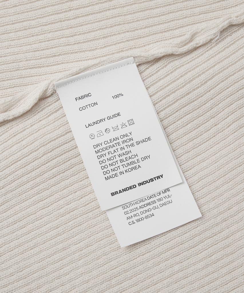 Beulaendideu Hard Twist Ribbed Henley Neck Half Knit [Ivory]