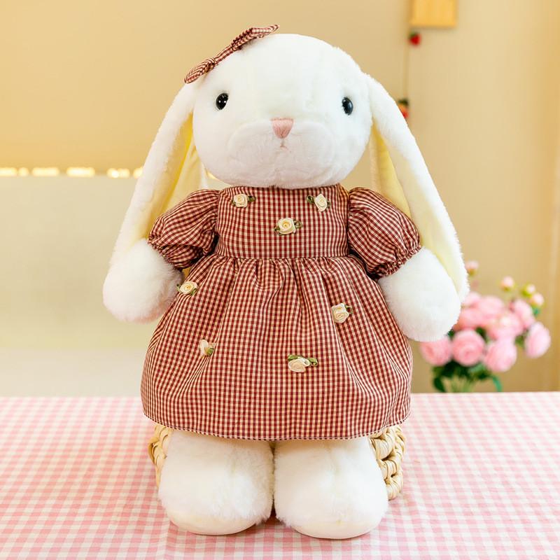 Bunny Coffee Cartoon Plush Toy Stuffed Doll Dress Little Rabbit Holiday Gift
