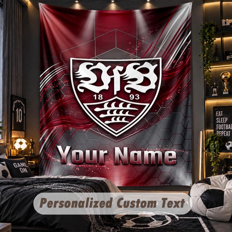 TapestryVfB Stuttgart FC Custom Name Text Personalized Wall Hanging Tapestry Home Wall Decor