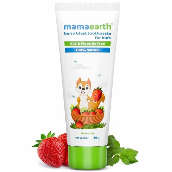 Mamaearth 100% натуральная зубная паста Berry Blast Kids, уход за полостью рта, 50 г, без фтора, без SLS, без искусственных ароматизаторов, лучшая для малышей