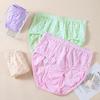 100% Cotton High-Waisted Plus Size Breathable Patterned Women's Panties - Comfortable Triangle for Middle-Aged and Elderly Moms