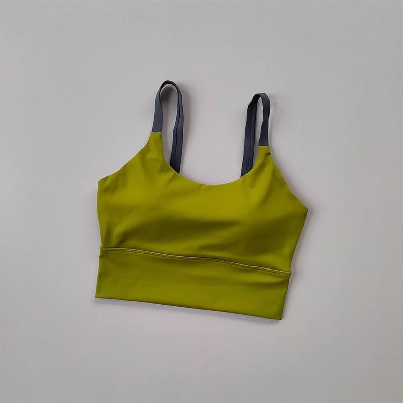 

Women s Shockproof Cross-Border Sports Bra - Fixed Cup Yoga Vest for Running and Fitness Medium оливковий