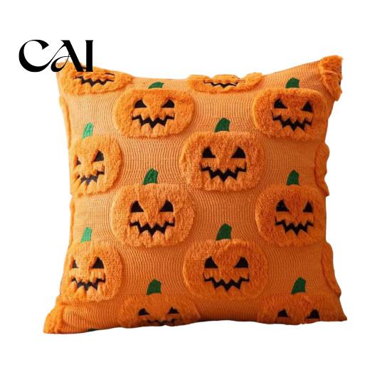 Decorative Pillow Cover for Couch Plush Pumpkin Cushion Cover, Halloween Throw 18 X Inch Ghost Case Cute Soft Spooky Season, Cozy Fall Home Decor