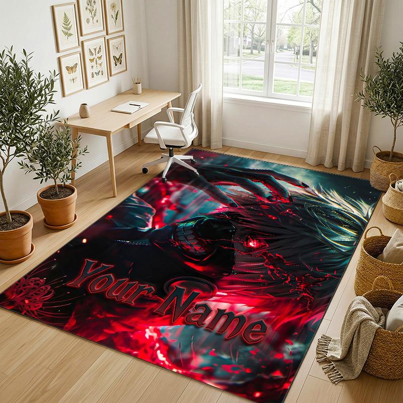 Personalized Crystal Velvet Carpet,Tokyo Ghoul Custom Printed Name, Plush Area Rug For Home Indoor Decor