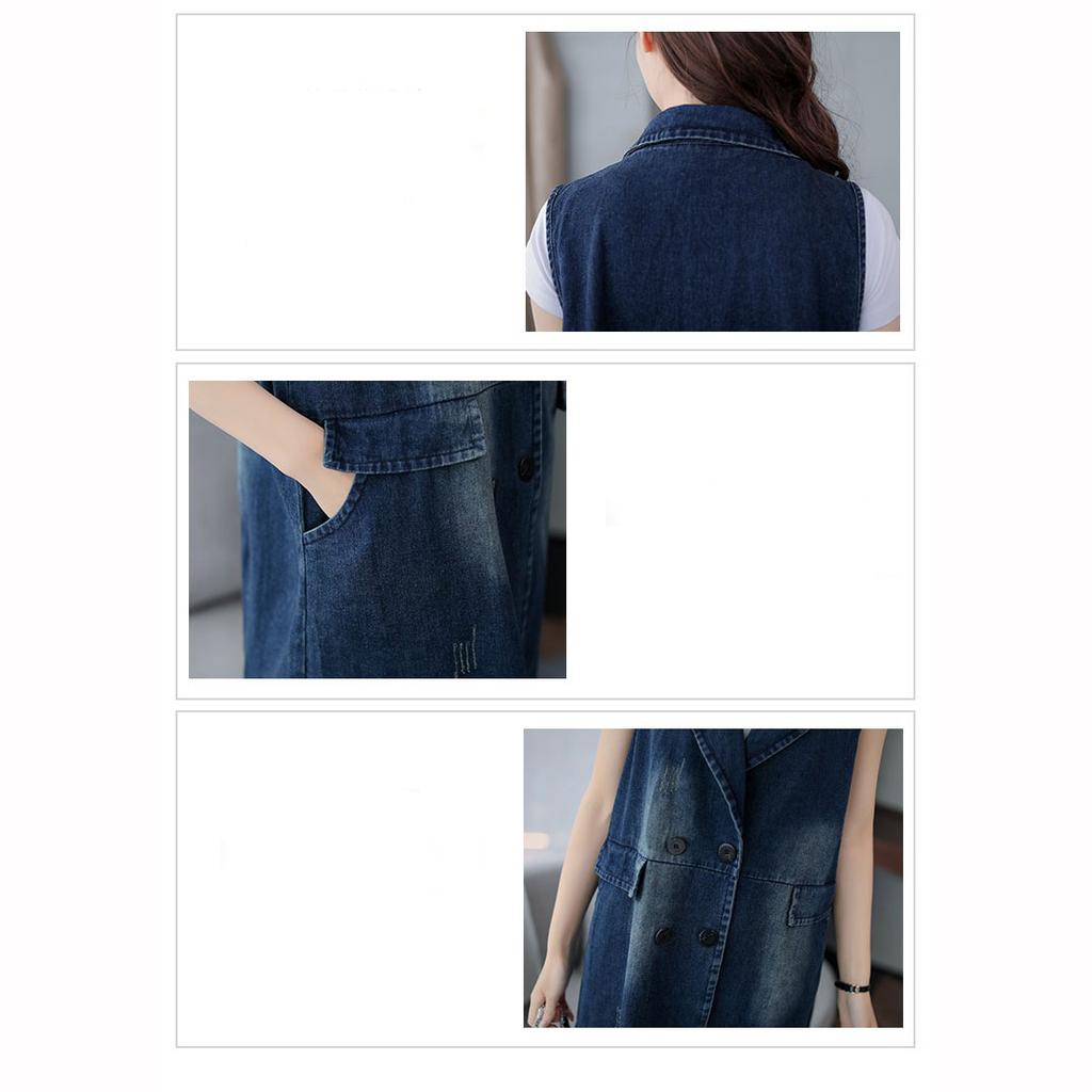 Colete Feminino Primavera Outono Jaqueta Jeans Moda Colete Longo Sem Mangas Sherpa