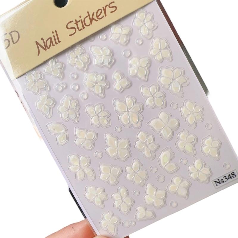 

3D Завораживающие Цветочные Наклейки для Ногтей с Перламутровым Свечением Безопасные Долго Стойкие Декали для Ногтей