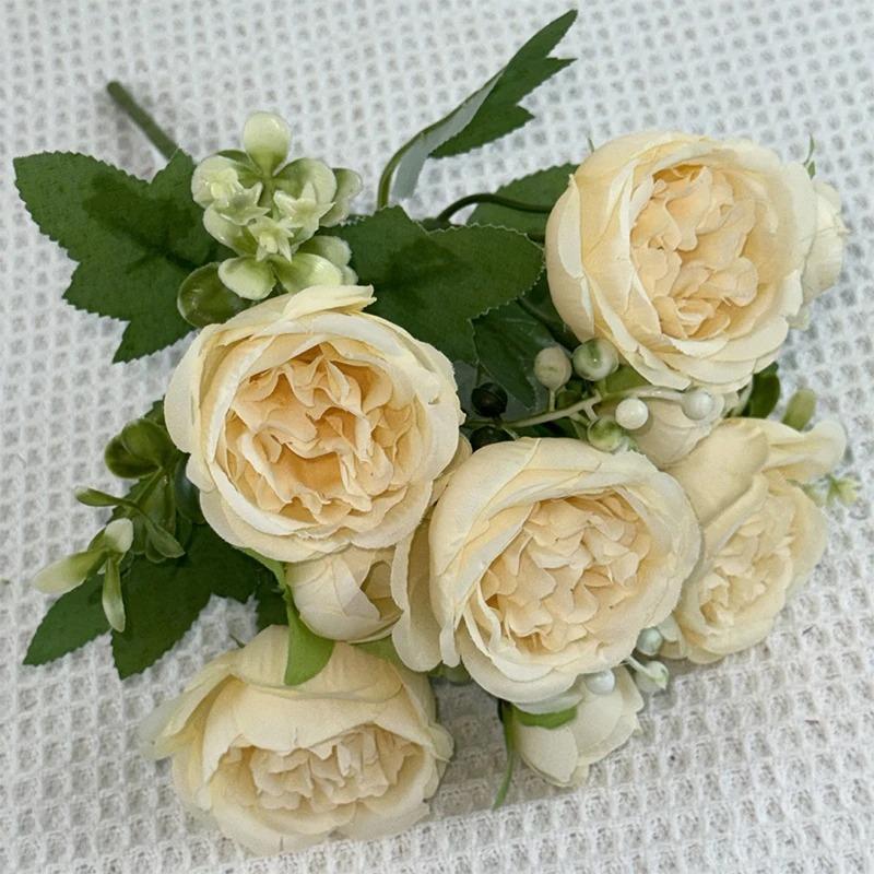 

1/2Pcs 30cm Rose White Silk Bouquet Peony Artificial Flower Buds Bride Wedding Decor Home Decoration Fake Flower Valentine s Day 1Pcs шампанського