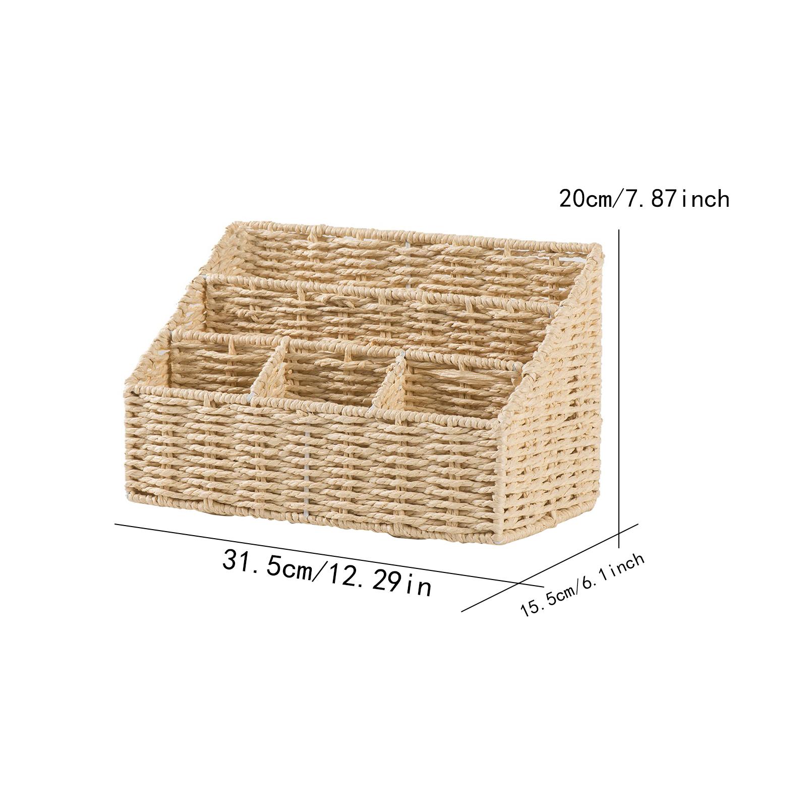 

Коробка для хранения с 5 отделениями, портативная плетеная вручную корзина для хранения мелочей для дома, гостиной, кухни, спальни, органайзер