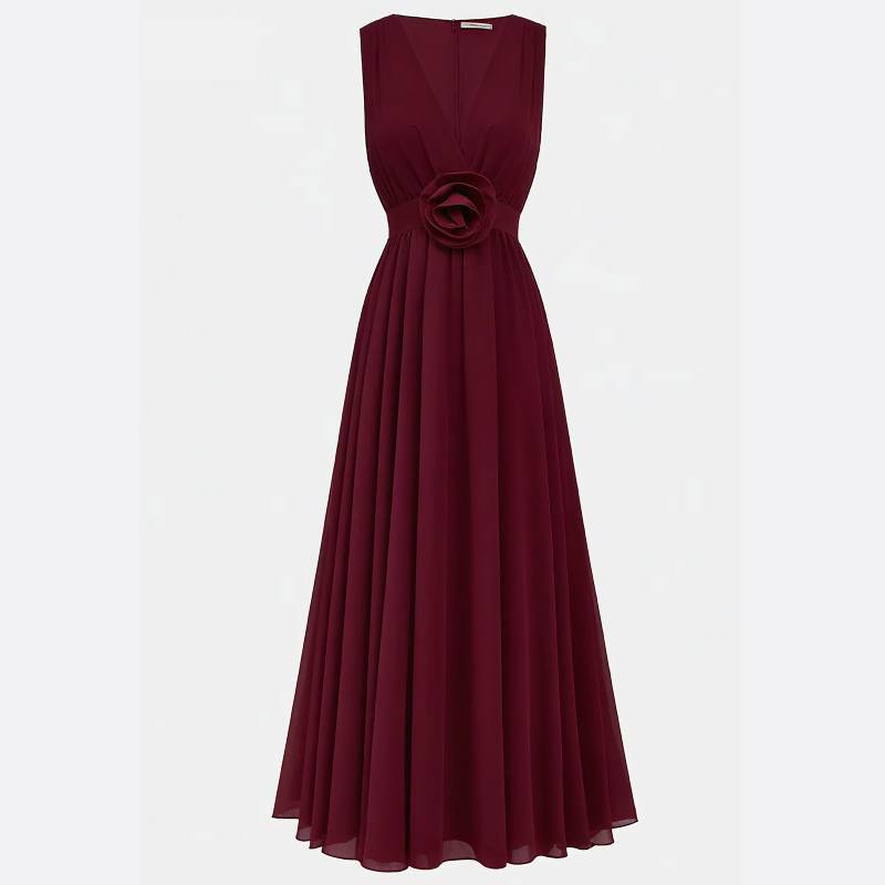 Elegant Chiffon Evening Dress With Deep V Neck For Wedding And Formal Events