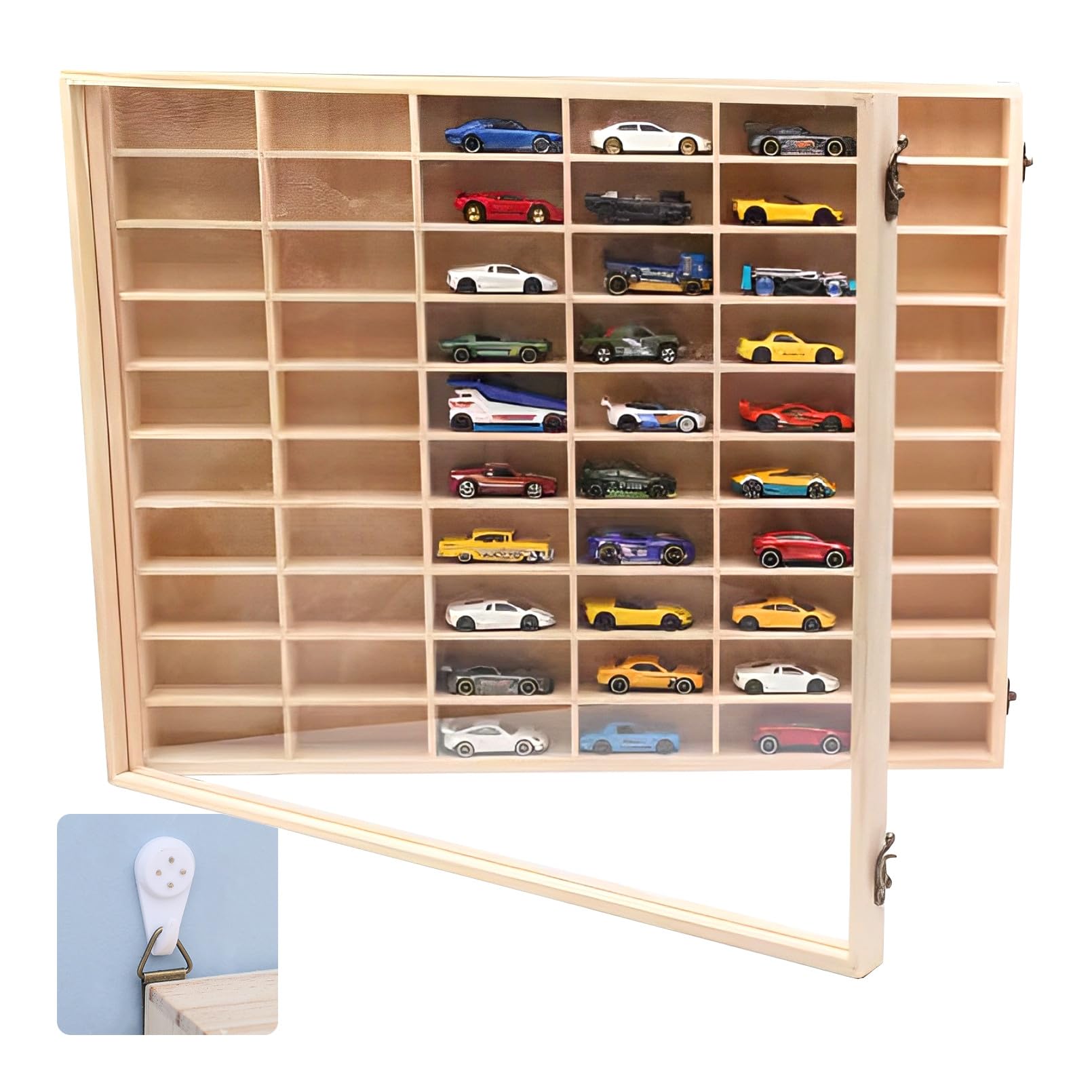 

heizi Mini Car Case, Tomica Storage, Wall-Mounted 1/64 Scale Mini Car Display (60 Cars)