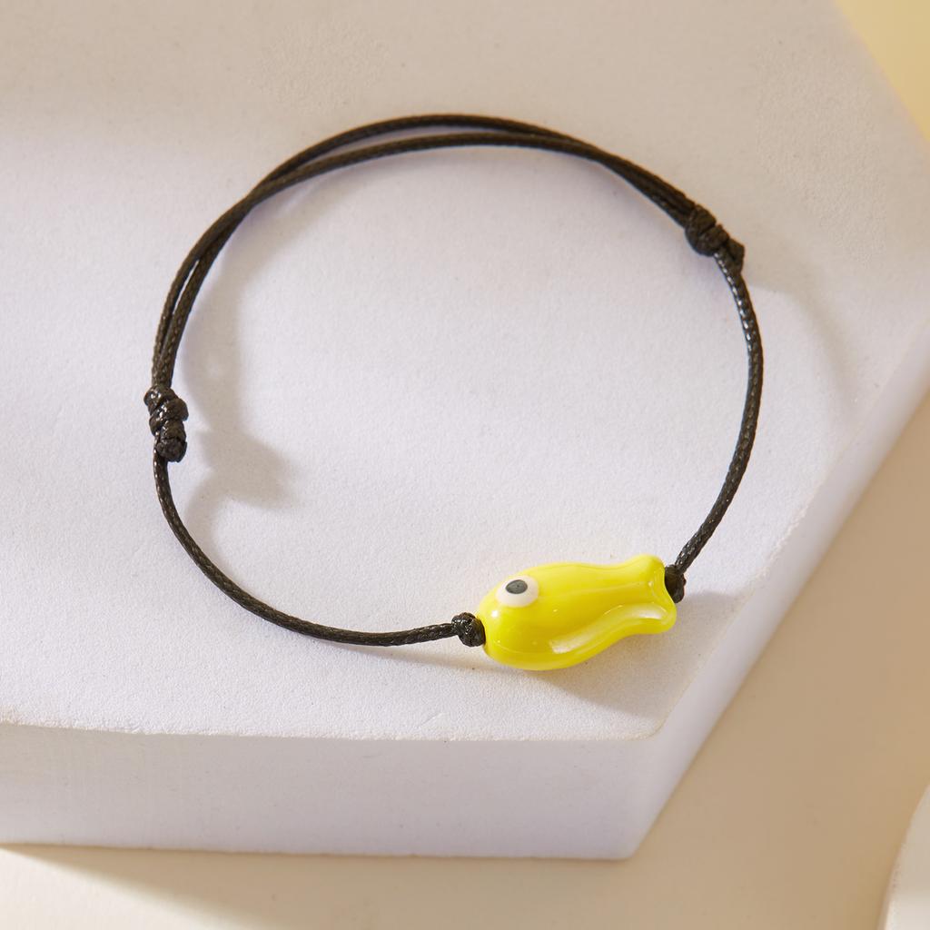Minimalist Cartoon Ceramic Fish Bracelet for Women Men Cute Colorful Animal Handmade Braided Bracelet Lucky Friendship Jewelry