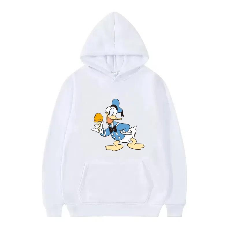 Disney Donald Duck Muster Damen Fleece Sportlich Locker Grau Herbst Oberteile Kleidung Pullover Damen Günstig Y2k Hoodies Herren Sweatshirts
