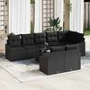 Garden Sofa Set with Cushions 9 pcs Black Poly Rattan