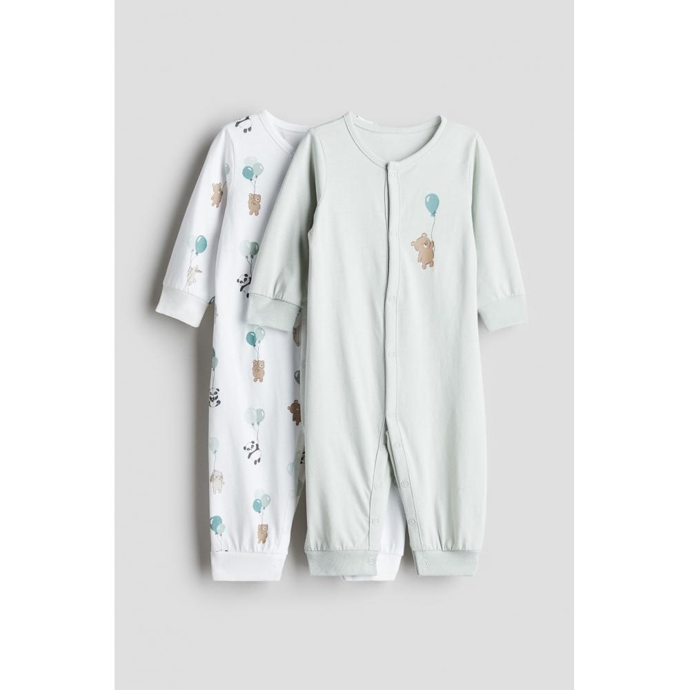 

Пижамный костюм HM, комплект из 2 предметов, светло-зеленый, плюшевый мишка