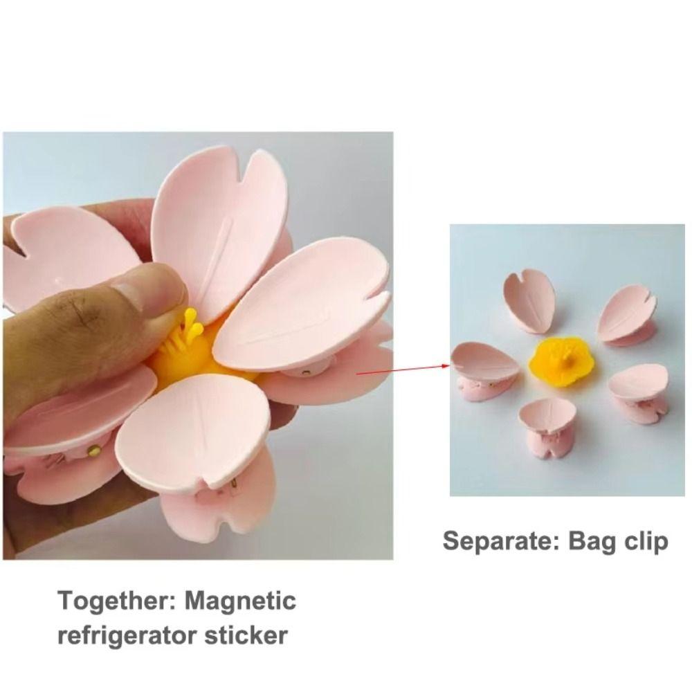4Pcs 2 In 1 Sakura Magnetic Clip 3D Food Storage Clip Refrigerator Magnet Snack Storage