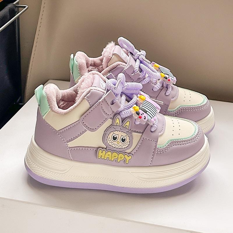 

Спортивная обувь для девочек зимние бархатные теплые хлопковые туфли 2025 новые детские мультяшные кеды для подростков и детей среднего возраста повседневные трендовые 26-31 yards, 6 pairs in one hand