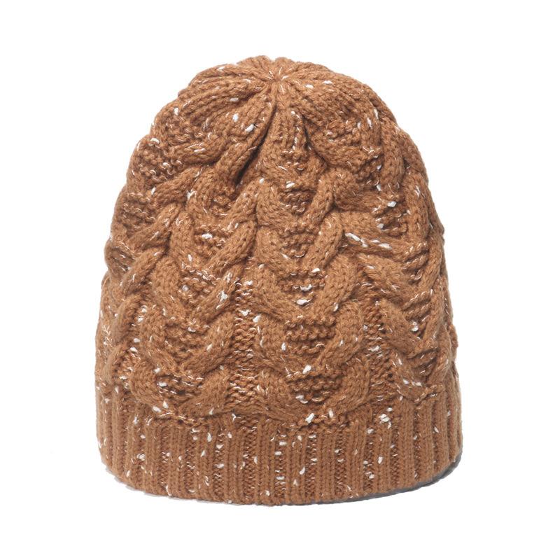 

Новая шапка из смесовой шерсти, вязаная косичкой, унисекс, зимняя M（56-58cm） коричневый