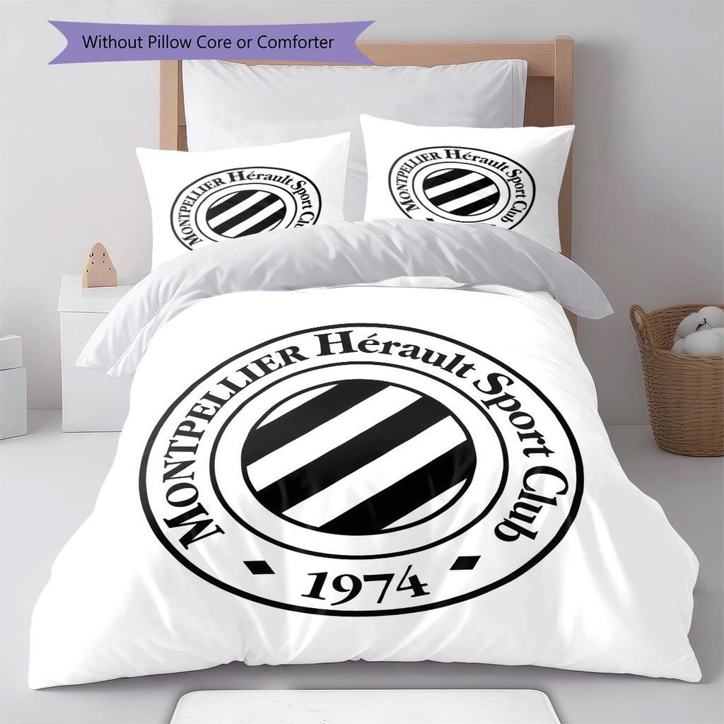 Montpellier HSC Logo Bedding Quilt Set Quilt Cover Pillowcase Home Decoration Birthday Gift (1 * Duvet Cover + 2 * Pillowcase, Without Core)