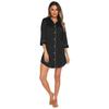 Women's Sleep Shirt Silk Imitation Long Sleeves Thin Night Shirt Ladies Pajamas Nightwear Sexy Sleepwear In Black Navy Green