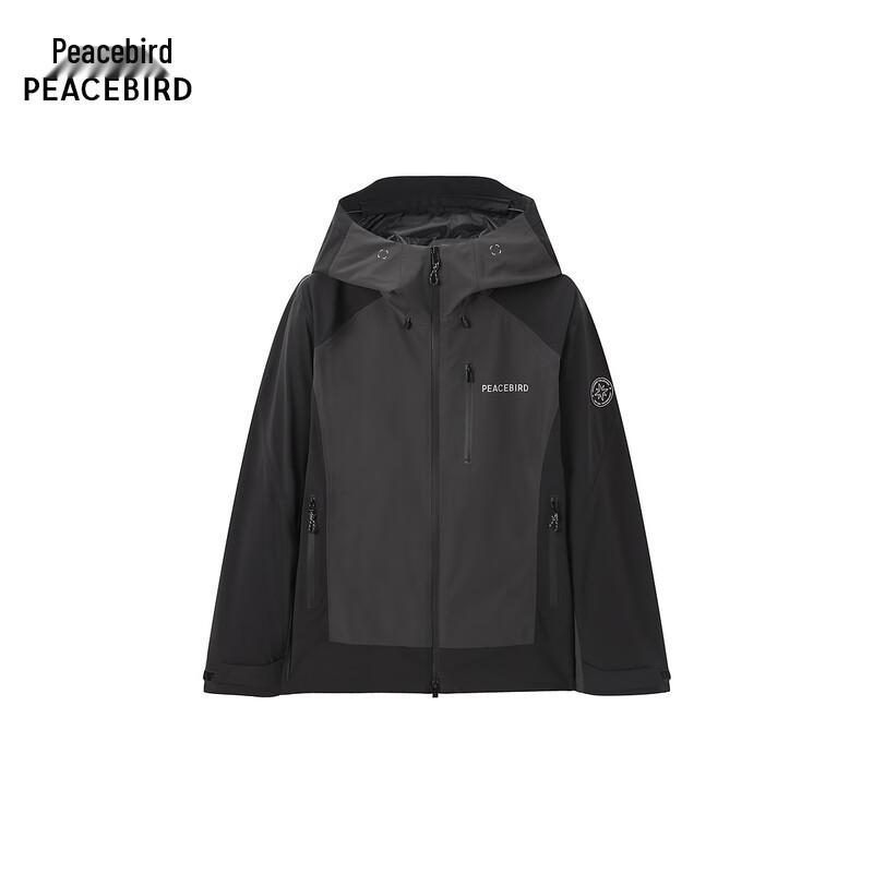Peacebird Color-block Hooded Windbreaker A3ACE442K XL
