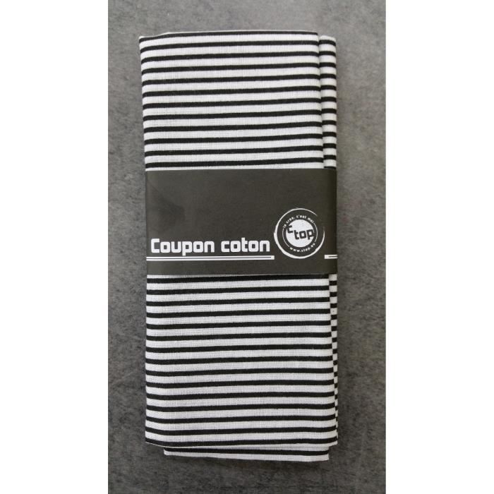 Tissu en coton - MEGACREA DIY - 55x45,5 cm - Rayures noires - Fleurs vertes et bleues - Multicolore