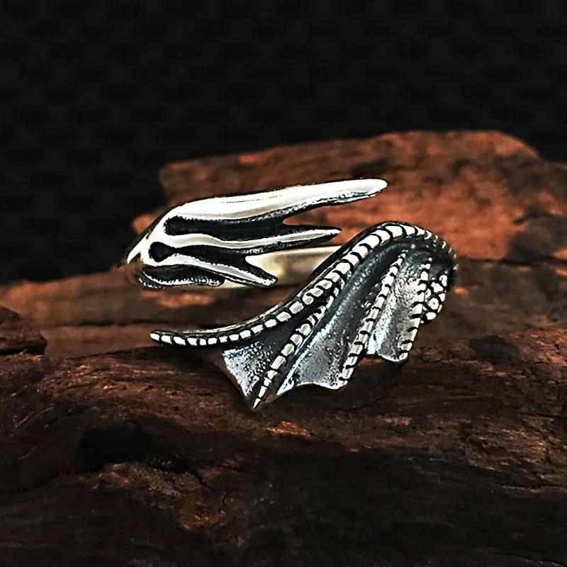 Retro Angel Demon Wings Ring Series For Men Women Punk Gothic Open Ring Creative Unisex Alloy Zircon Accessories Gift For Lover