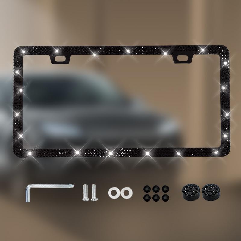 NEW 1/2PCS 31*16cm Bling Rhinestone License Plate Frame - Women's Crystal Car Frame Holder Accessories License Plate Covers Frames 6