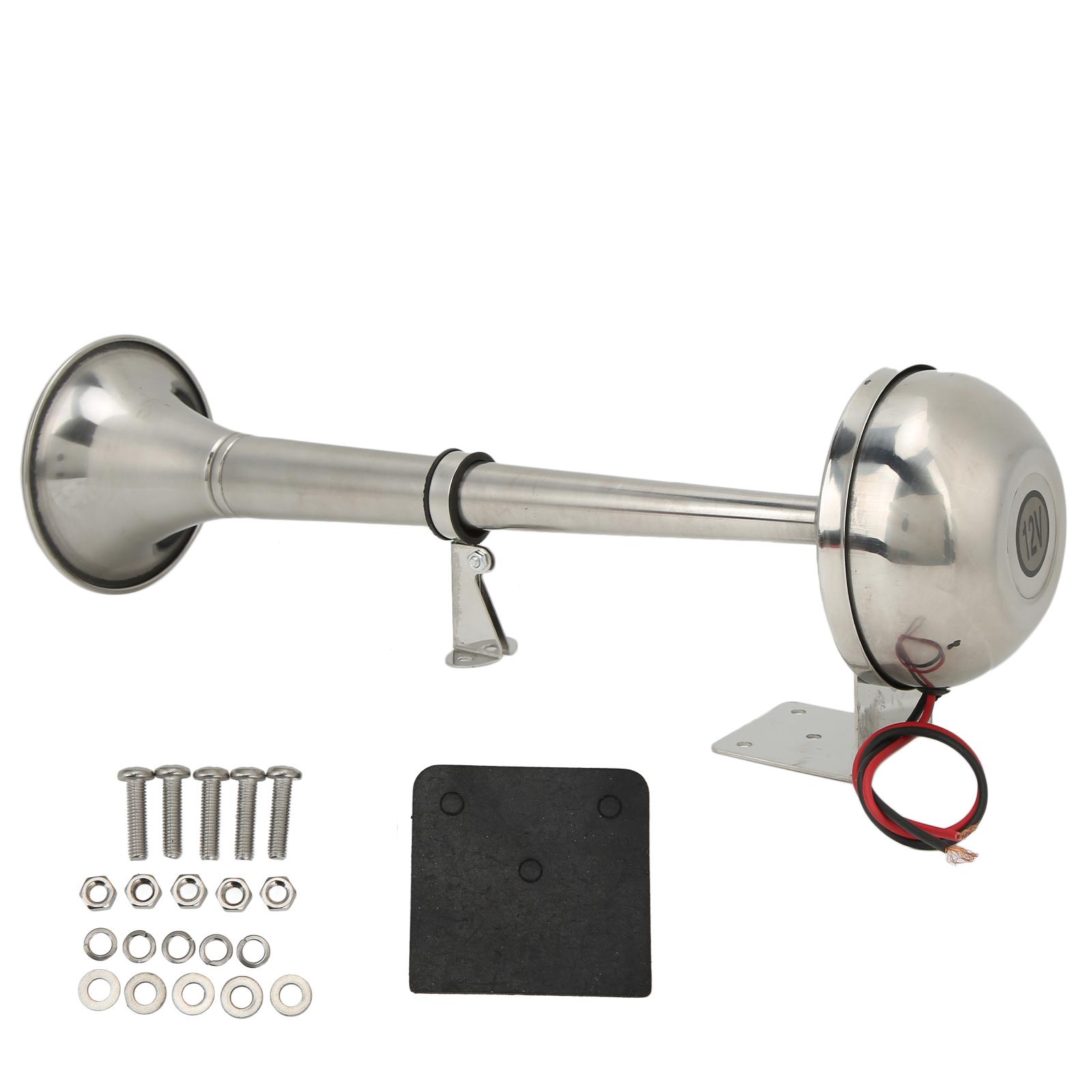 

Loud Single Trumpet 328DB 12V 30W VXH1112MAR‑C Stainless Steel Universal Air Horn for Boats RVs Yachts білий