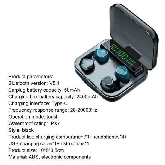 4Pcs M22 Earphone Noise Reduction Mini Bluetooth-compatible 5.1 Wireless Earpieces for Phone