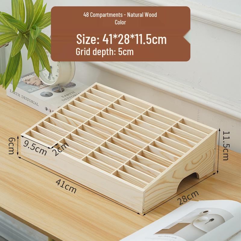 Wooden Multi-Compartment Phone & Office Storage Box