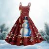 Women's Christmas Print Casual Fashion Round Neck Mid-Length Dress