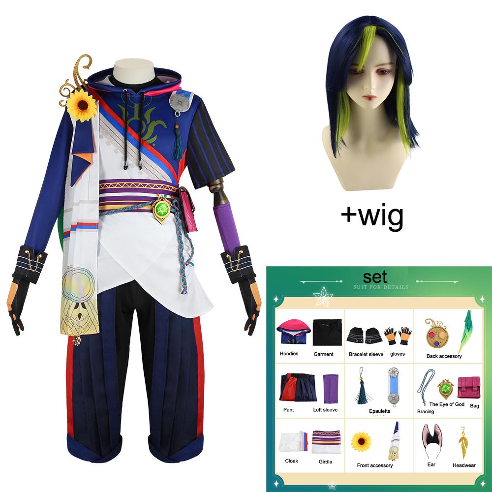 

Sumeru Tignari Косплей Костюм Genshin Impact Tignari парик плащ с хвостовыми ушками Полный комплект Хэллоуин Вечеринка Необычная одежда xl