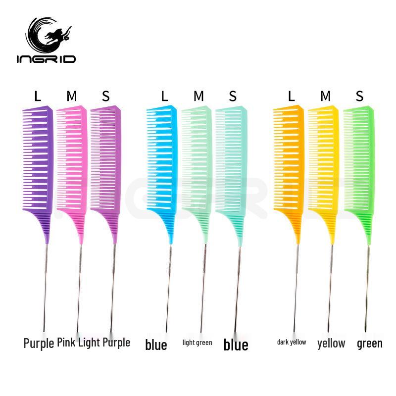 Barber Shop Sectioning & Dyeing Highlight Comb Set - Steel Needle and Fine Teeth, Heat-Resistant, Pointed Tail