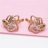 Exquisite Russian 585 Purple Gold Ear Buckle Women'S Simple Temperament Wind-Plated Rose Gold Flower-Shaped Soviet Hollow Earrings