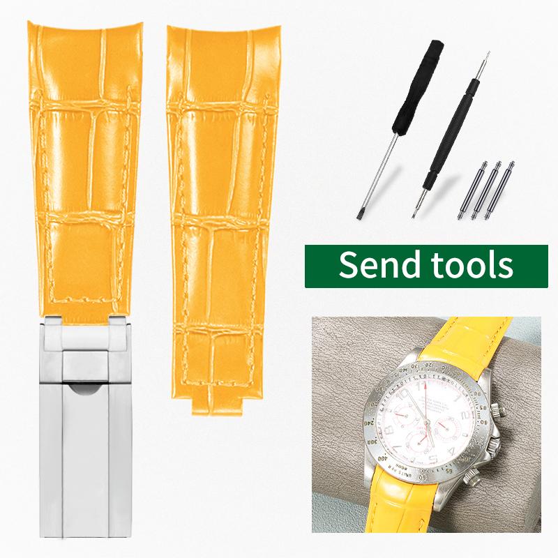 20mm Arc joint watch Strap For Rolex Genuine Leather watchband Submariner Daytona GMT men Original Style cowhide watch bracelet