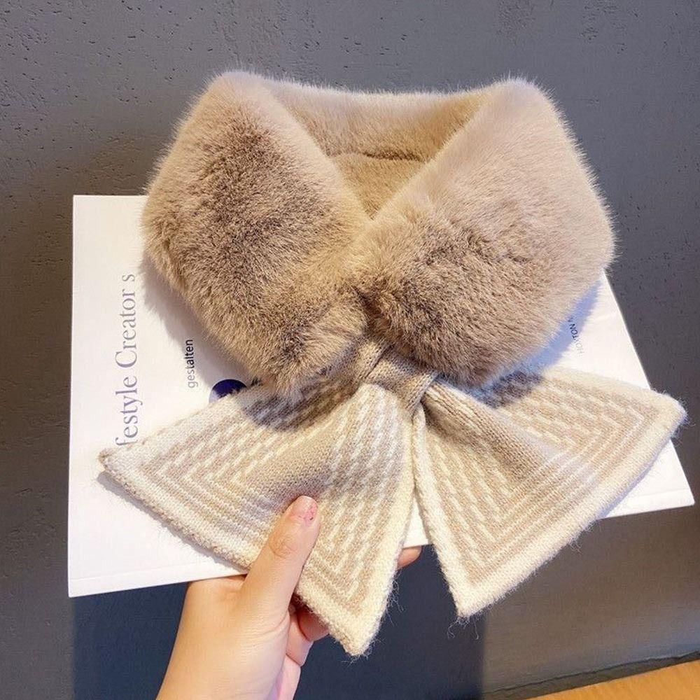 Casual Solid Color Winter Neck Warmer Faux Rabbit Fur Thicken Plush Scarf Neck Warmer Elegant Shawl Outdoor Wear